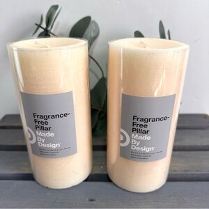 Set of 2 - Made by Design 6"x3" Fragrance Free Pillar Candle - NEW